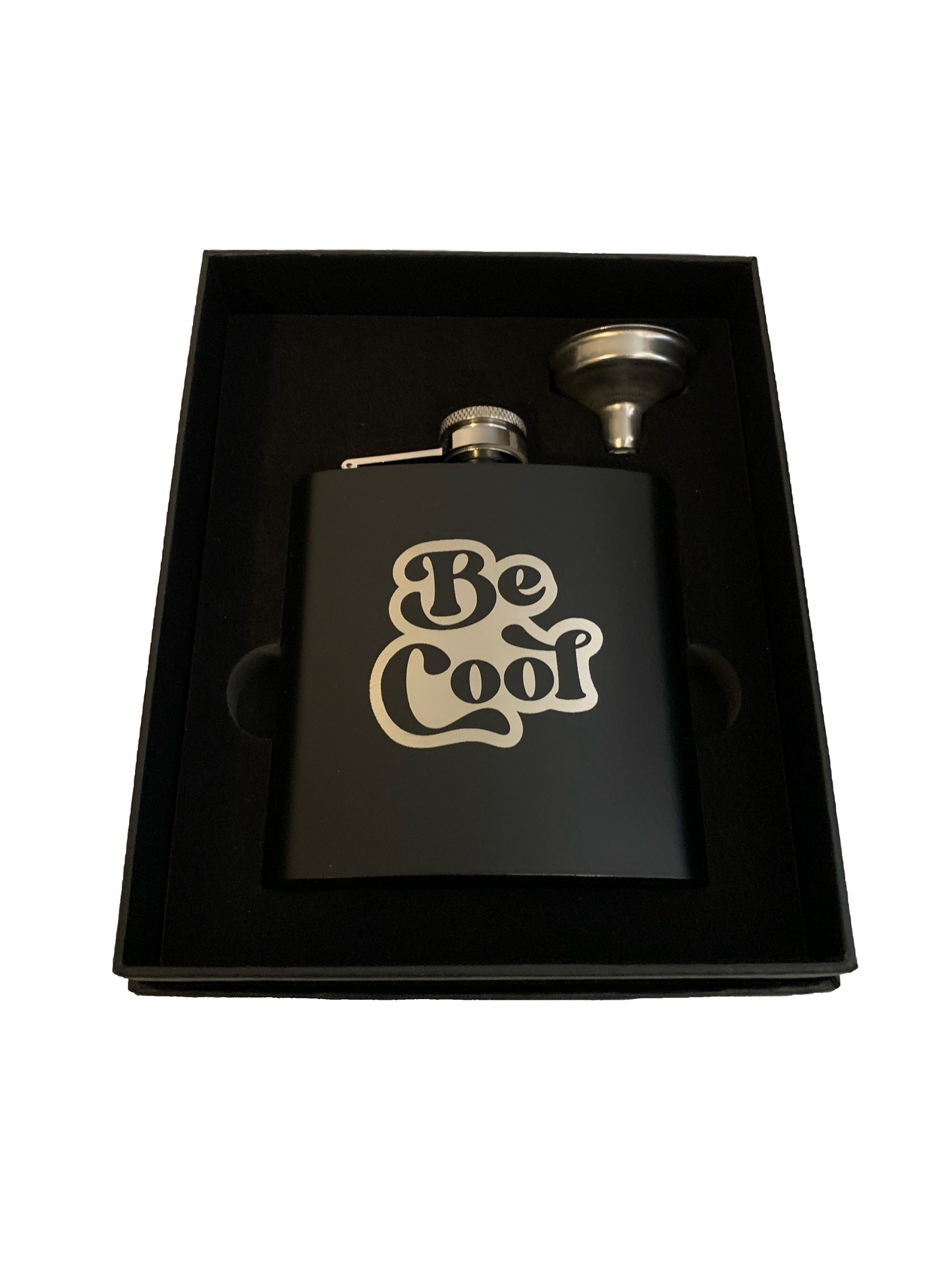 6 oz. Matte Black Be Cool Flask Set in Black Presentation Box