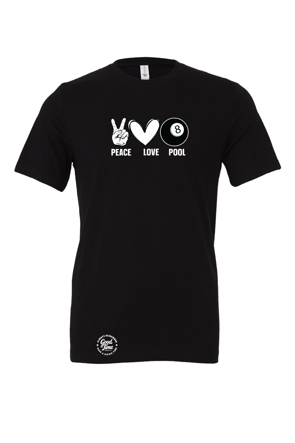 GOOD TIME Concepts Peace Love Pool Billiards T-Shirt