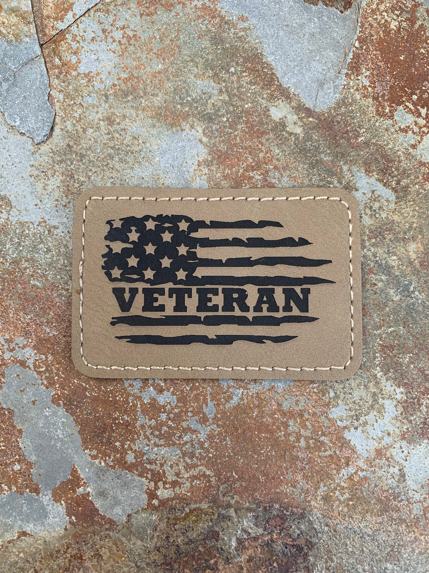 VETERAN USA FLAG- VELPATCH 3" x 2" inch Velcro Patch