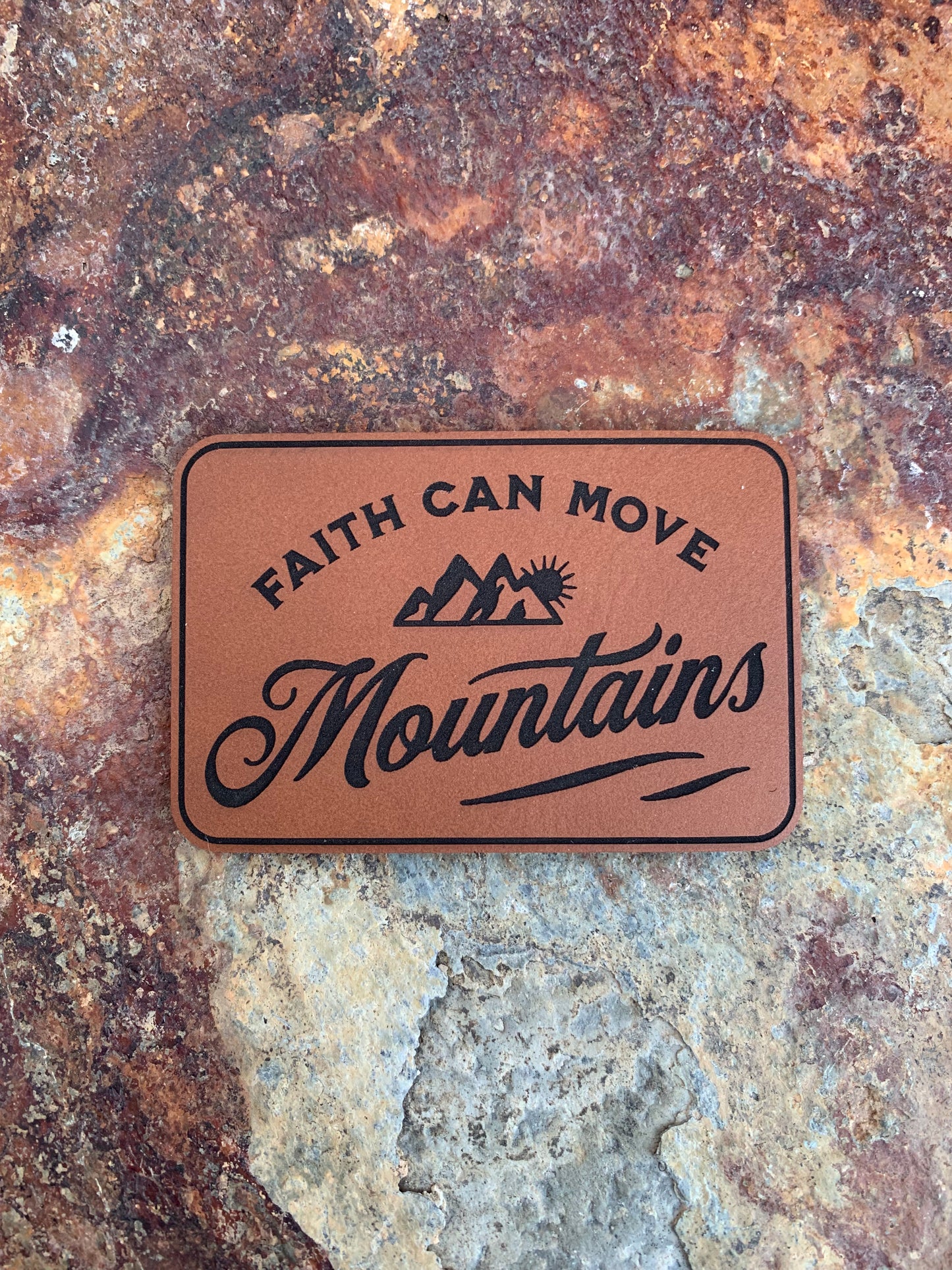 Faith Can Move Mountains - VELPATCH 3" x 2" inch Velcro Patch