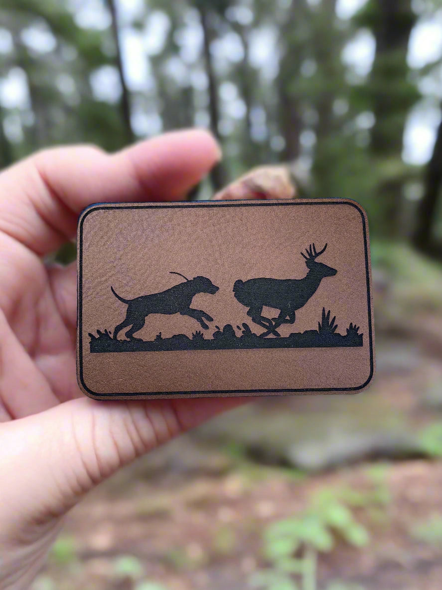 Nature Bound Outdoor Hound Chasing Deer - VELPATCH 3" x 2" inch Velcro Patch