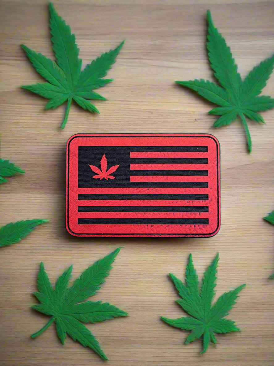 Cannabis Brand Leaf Flag - VELPATCH 3" x 2" inch Velcro Patch