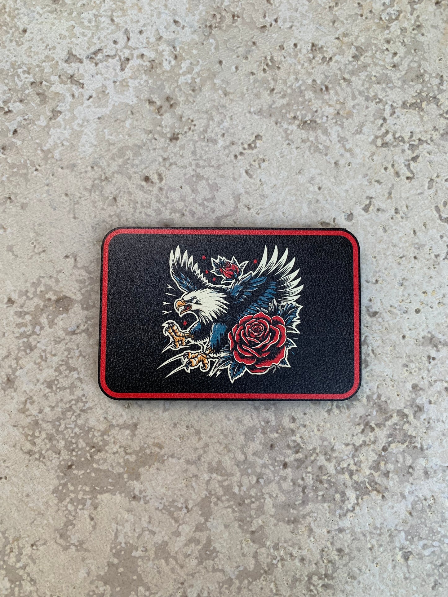 GOOD TIME Tattoo Eagle and Rose UV - VELPATCH 3" x 2" inch Velcro Patch