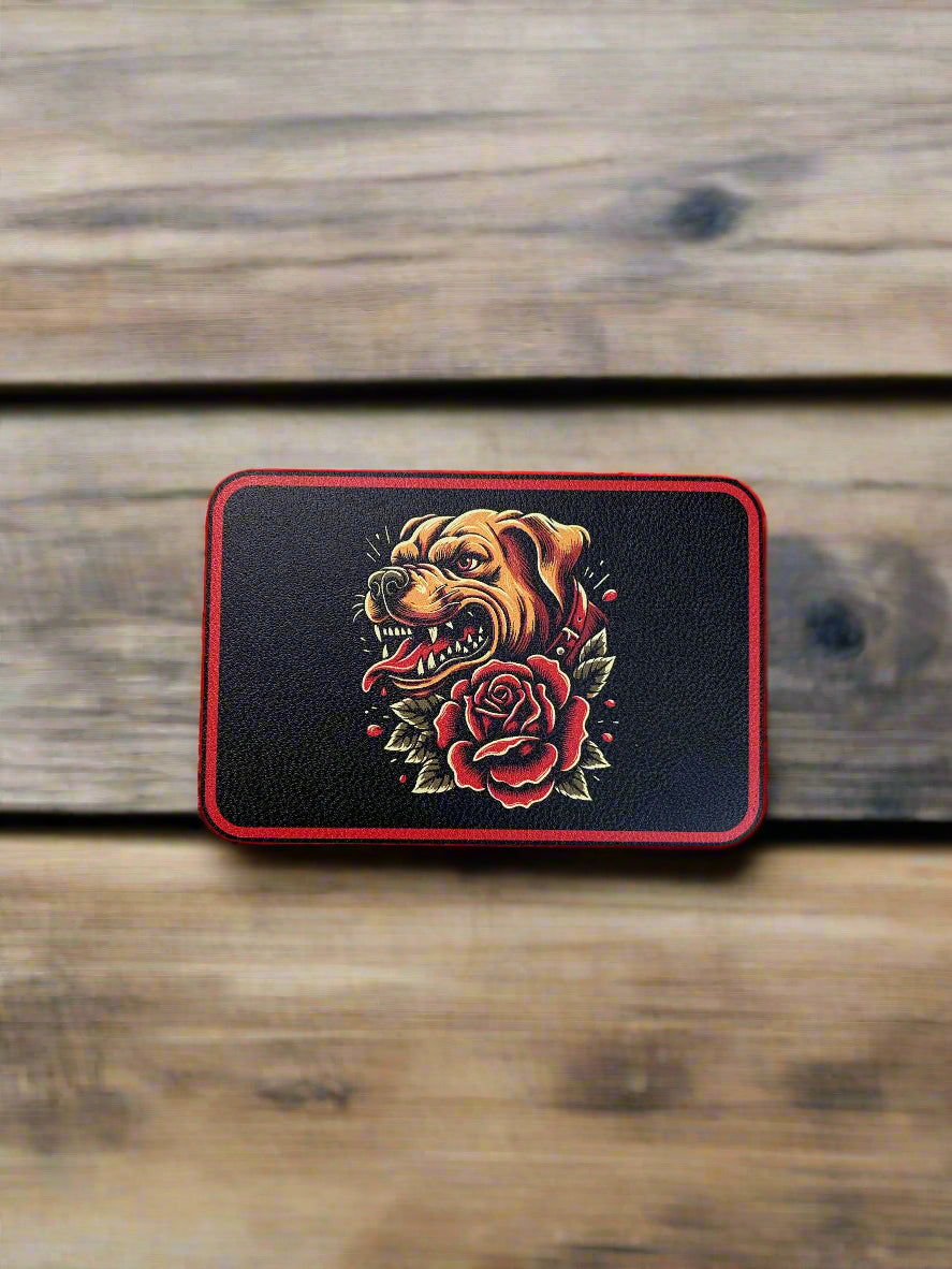 GOOD TIME Concepts Tattoo Pitbull and Rose UV - VELPATCH 3" x 2" inch Velcro Patch