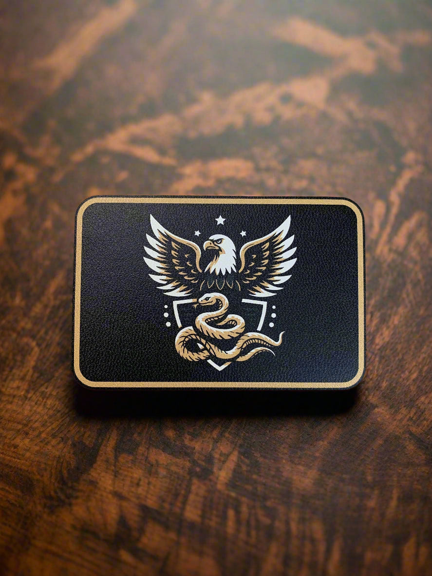 GOOD TIME Concepts Tattoo Eagle and Rattlesnake UV - VELPATCH 3" x 2" inch Velcro Patch