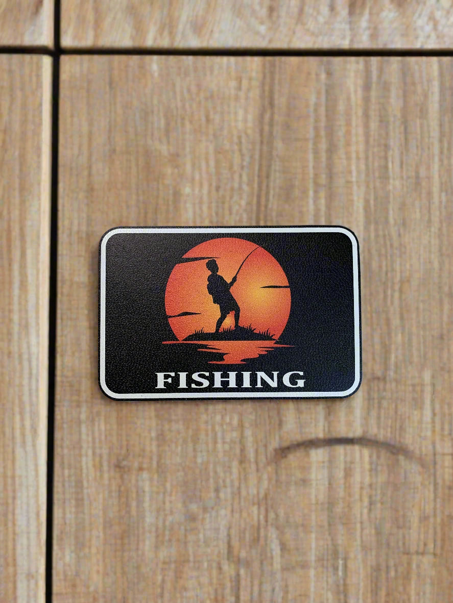 Nature Bound Outdoor Fishing Until Sunset UV - VELPATCH 3" x 2" inch Velcro Patch