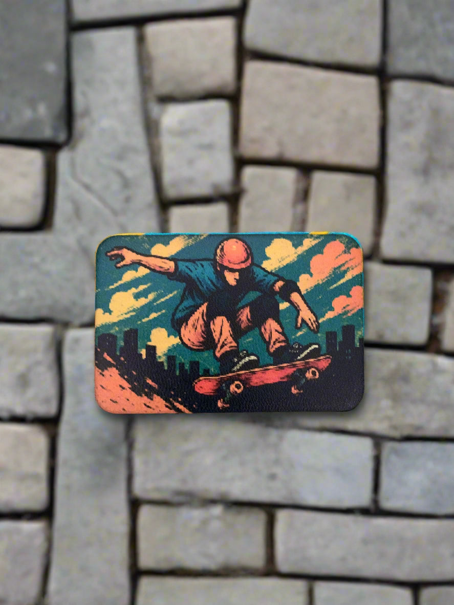 GOOD TIME Concepts Skateboarder Illustration UV - VELPATCH 3" x 2" inch Hook Backed Patch