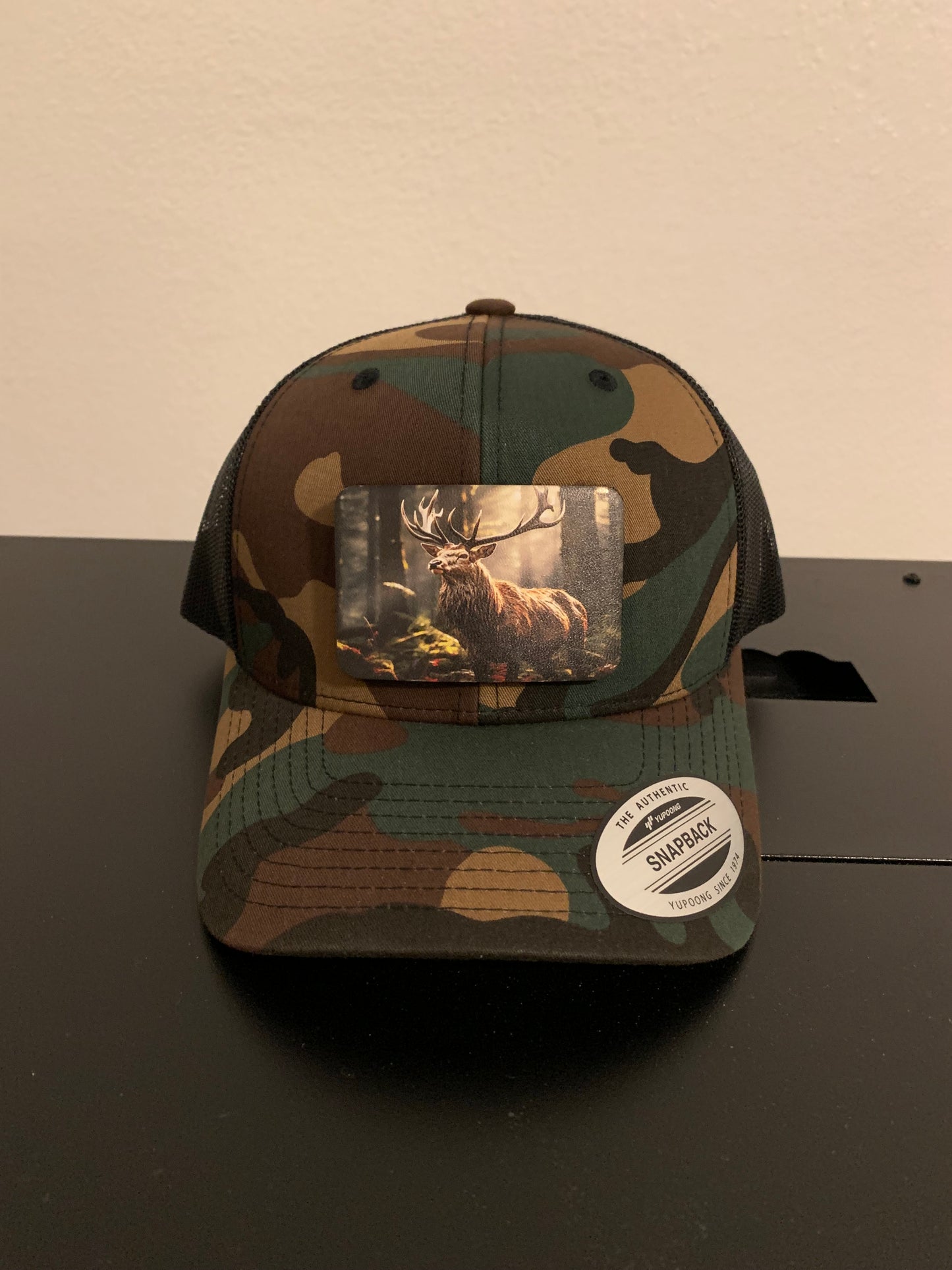 YP Classics Green Camo Retro Trucker Hat with VELPATCH™ Loop Patch