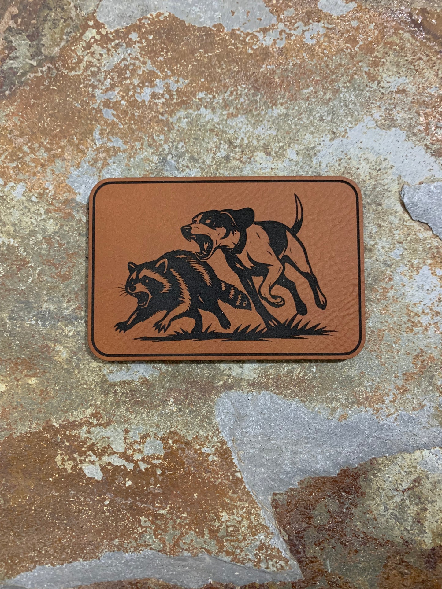 Nature Bound Outdoor Hound And Raccoon - VELPATCH 3" x 2" inch Hook Backed Patch