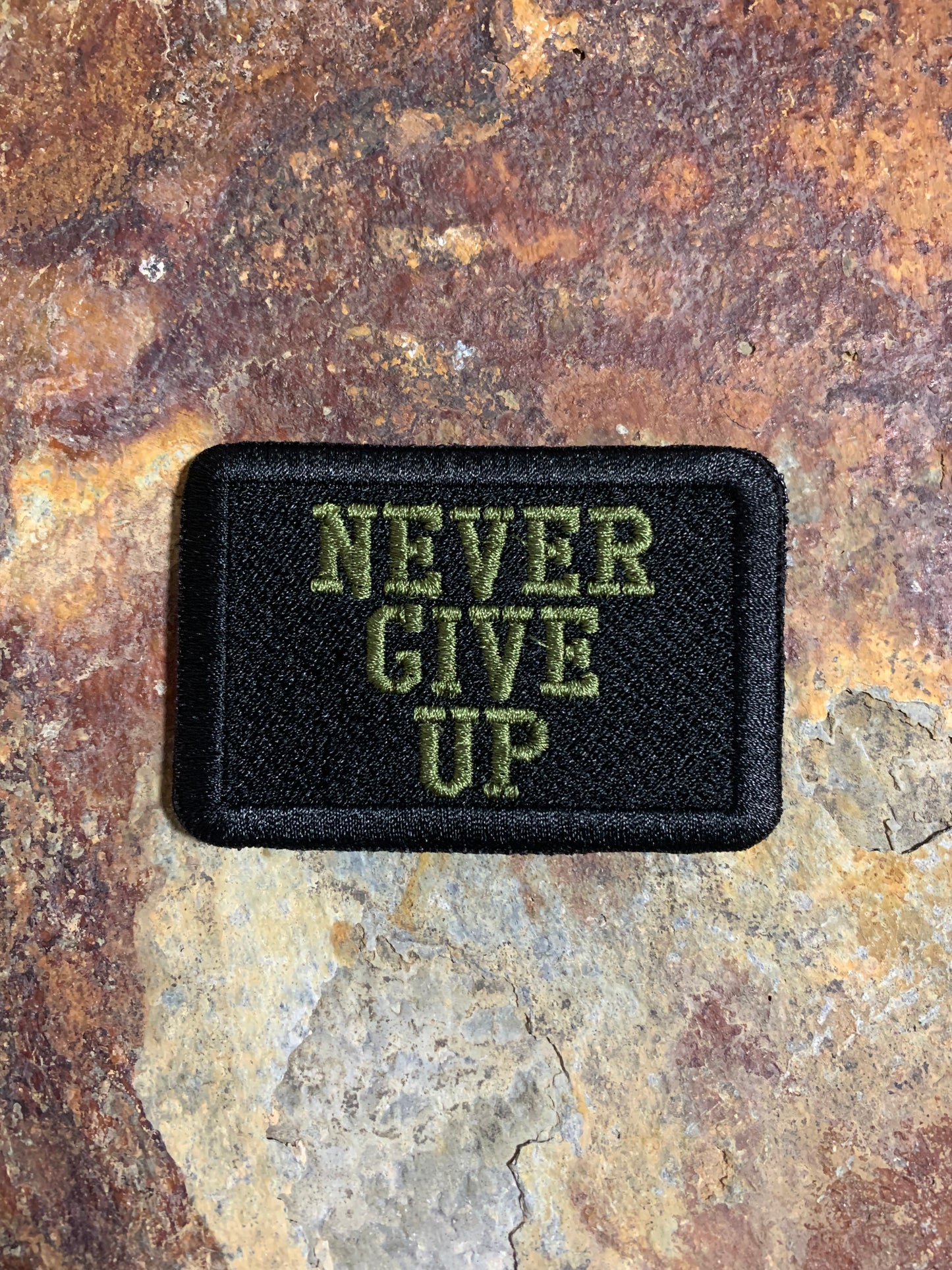 Positive Mindset Never Give Up - Embroidered - VELPATCH 3" x 2" inch Hook Backed Patch