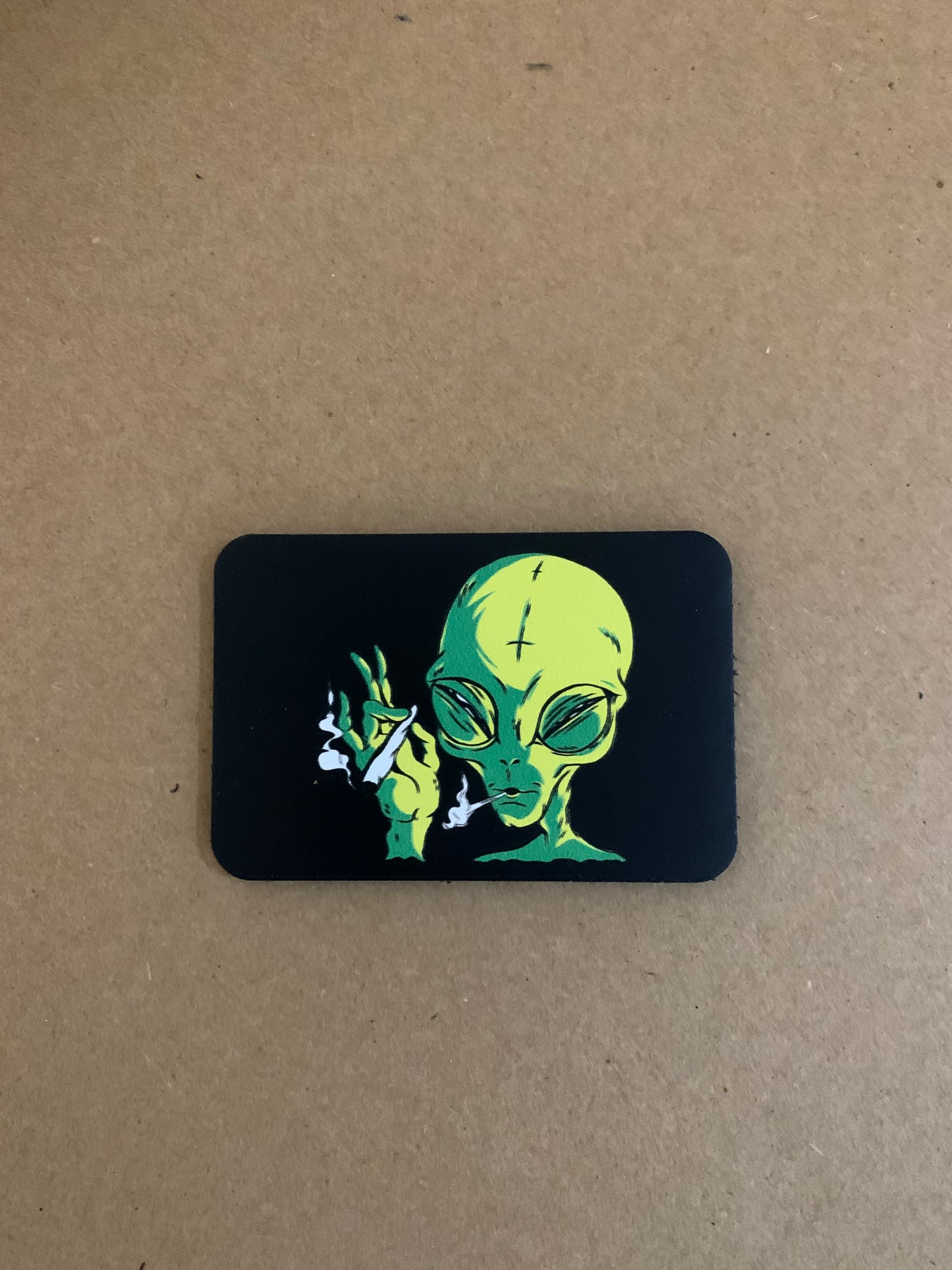 Cannabis Brand Alien Smoking Cannabis DTF - VELPATCH 3" x 2" inch Hook Backed Patch