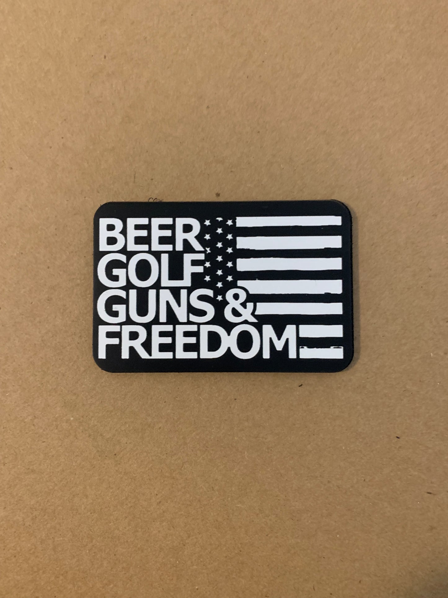 GOOD TIME Concepts Beer, Golf, Guns and Freedom DTF - VELPATCH 3" x 2" inch Hook Backed Patch