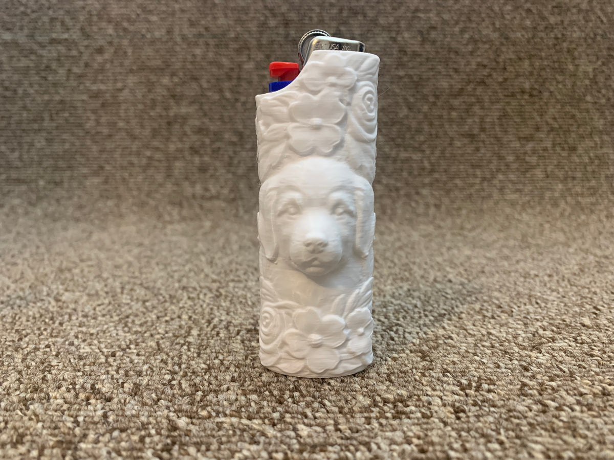 Puppy And Flowers Lighter Cover – Fits Full-Size BIC® Lighters