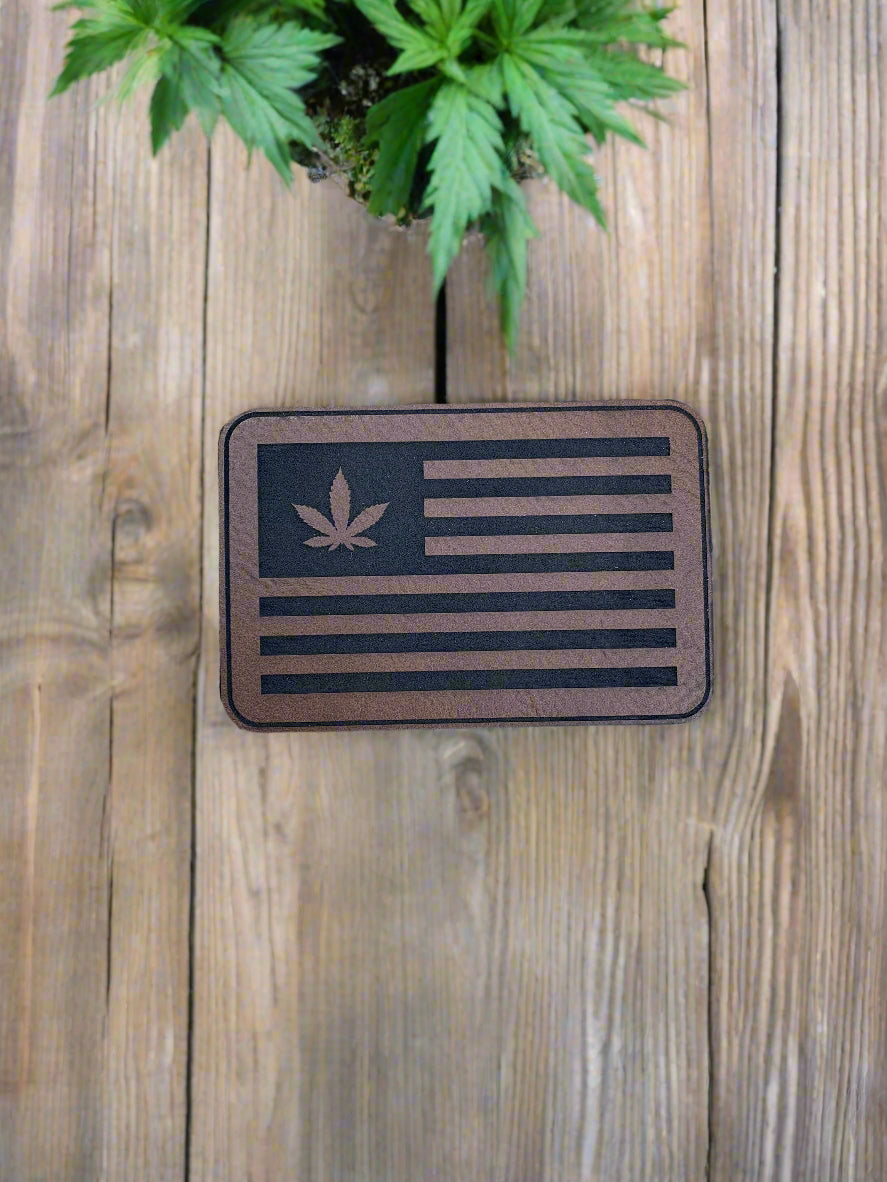Cannabis Brand Leaf Flag - VELPATCH 3" x 2" inch Velcro Patch