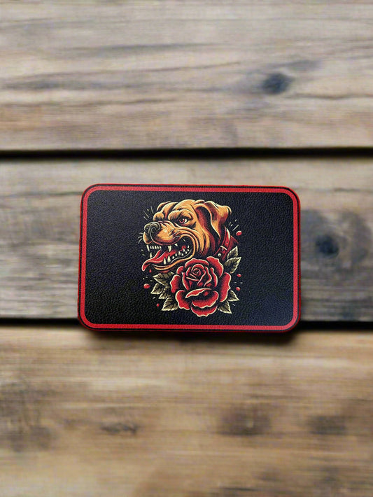 GOOD TIME Tattoo Pitbull and Rose UV - VELPATCH 3" x 2" inch Velcro Patch