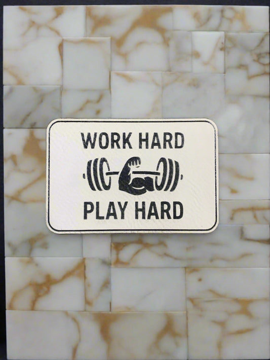 GOOD TIME Concepts Work Hard Play Hard Weights  - VELPATCH 3" x 2" inch Velcro Patch