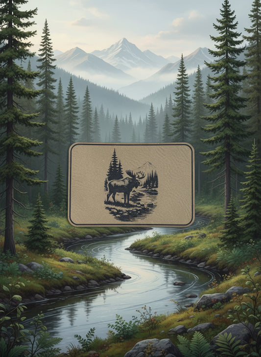 Nature Bound Outdoor Moose River Scene - VELPATCH 3" x 2" inch Velcro Patch