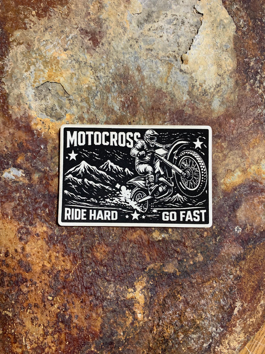 GOOD TIME Concepts Motocross Ride Hard Go Fast  - VELPATCH 3" x 2" inch Velcro Patch