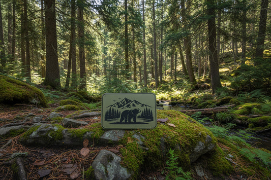 Nature Bound Outdoor Bear In The Wild - VELPATCH 3" x 2" inch Hook Backed Patch