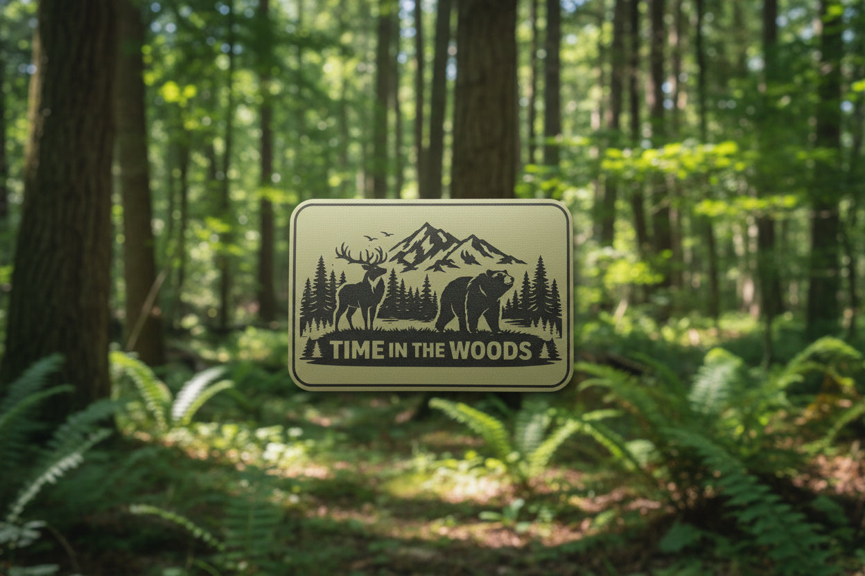 Nature Bound Outdoor Time In The Woods - VELPATCH 3" x 2" inch Hook Backed Patch