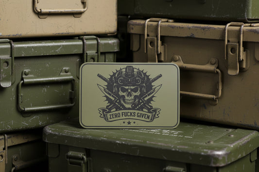 Zero Fucks Given - VELPATCH 3" x 2" inch Hook Backed Patch