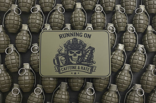 Running On Caffeine And Hate - VELPATCH 3" x 2" inch Hook Backed Patch