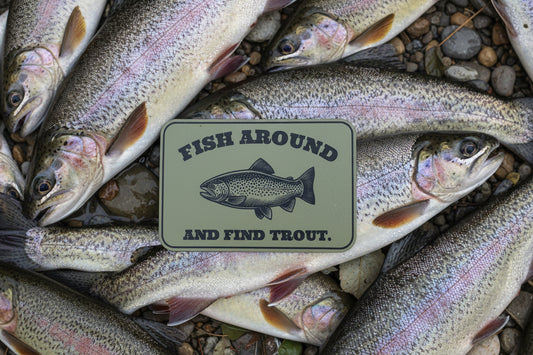 Nature Bound Outdoor Fish Around And Find Trout - VELPATCH 3" x 2" inch Hook Backed Patch