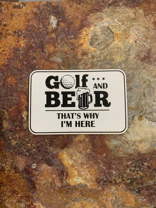 Good Time Concepts Golf And Beer Thats Why Im Here - VELPATCH 3" x 2" inch Hook Backed Patch