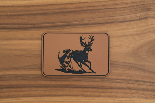 Nature Bound Outdoor Hound Running Deer - VELPATCH 3" x 2" inch Hook Backed Patch