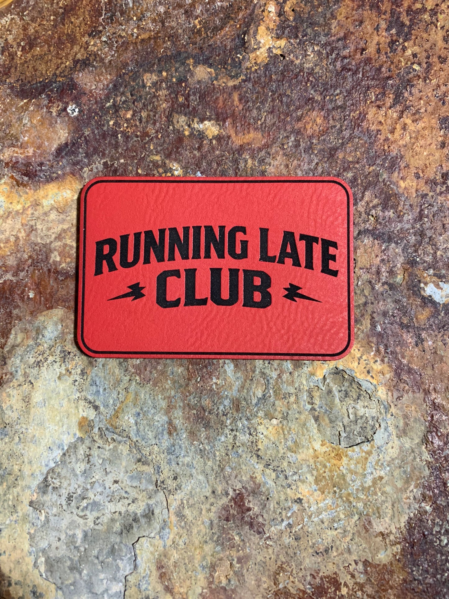 Running Late Club - VELPATCH 3" x 2" inch Hook Backed Patch