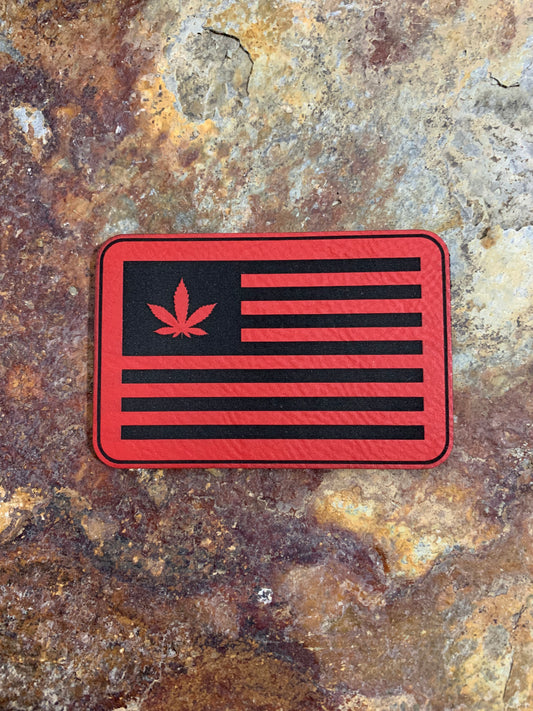 Cannabis Brand Leaf Flag - VELPATCH 3" x 2" inch Hook Backed Patch