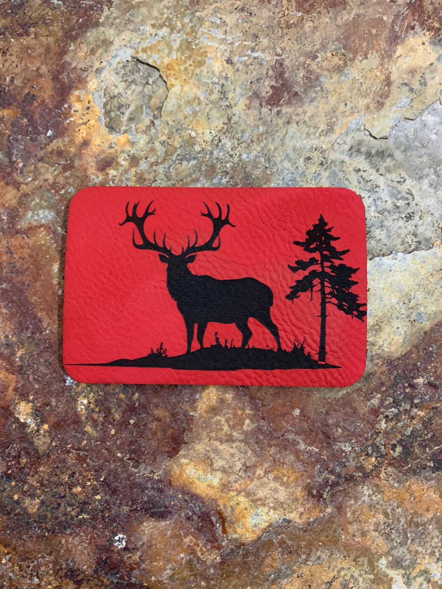 Nature Bound Outdoor Elk And Tree - VELPATCH 3" x 2" inch Hook Backed Patch