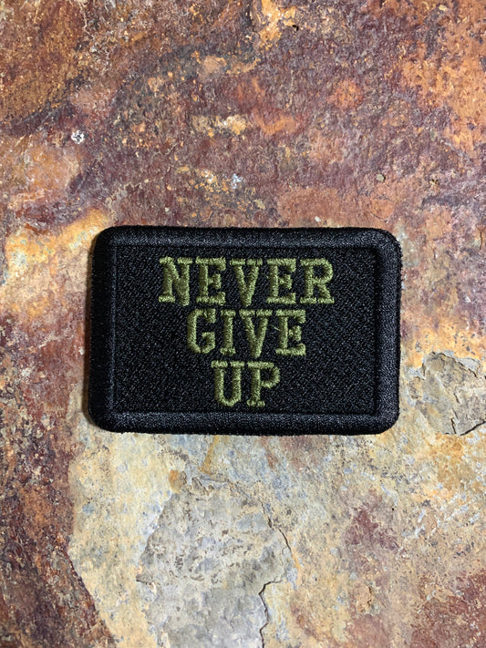 Positive Mindset Never Give Up - Embroidered - VELPATCH 3" x 2" inch Hook Backed Patch