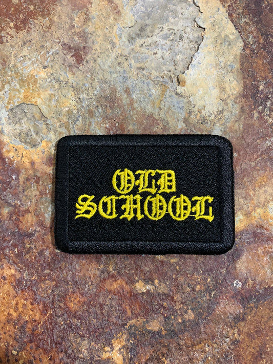 Old School - Embroidered - VELPATCH 3" x 2" inch Hook Backed Patch