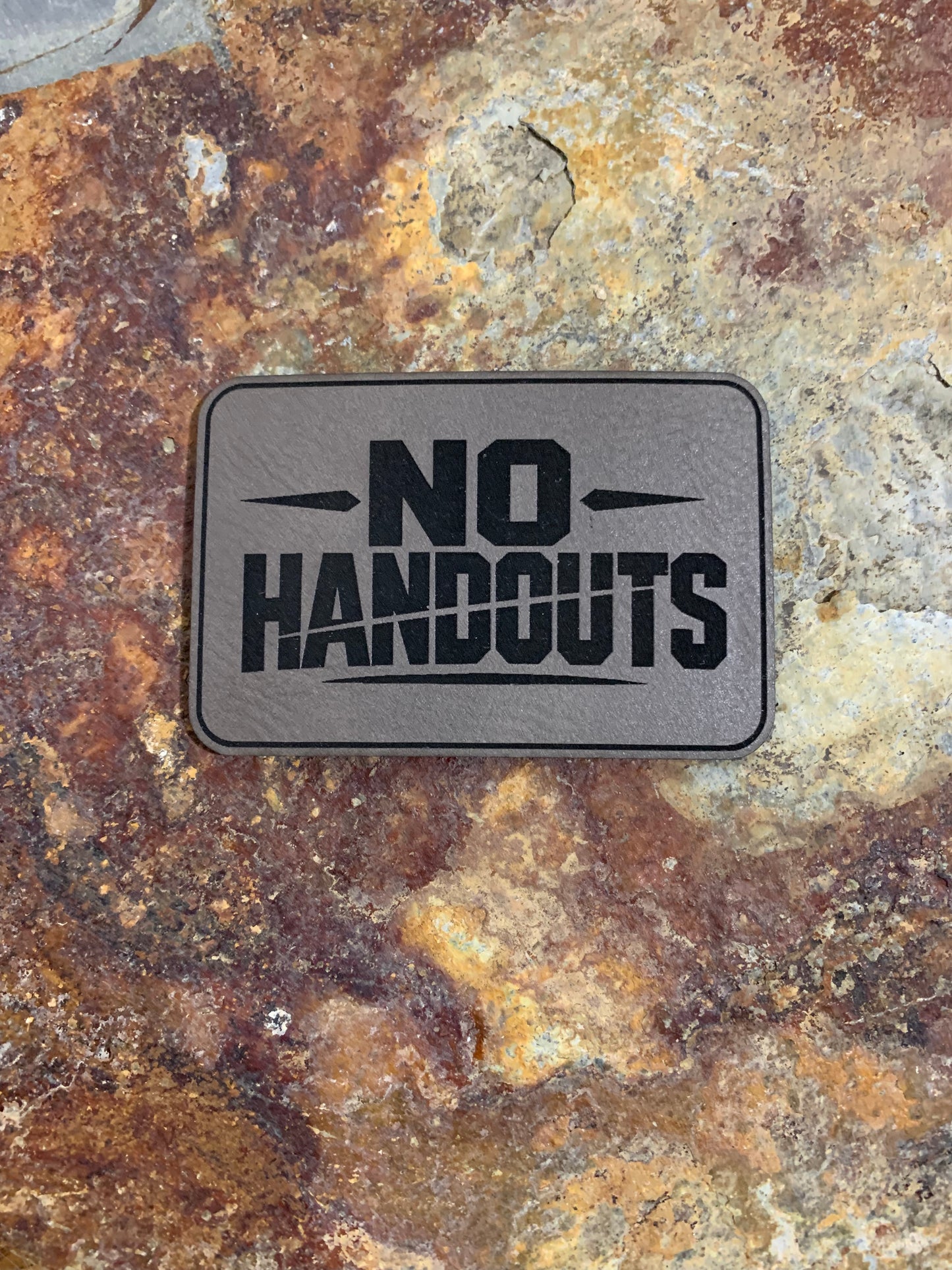 No Handouts - VELPATCH 3" x 2" inch Hook Backed Patch