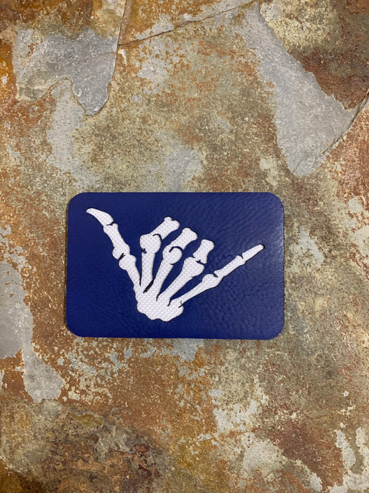 Skeleton Shaka "Hang Loose" Signature - VELPATCH 3" x 2" inch Hook Backed Patch