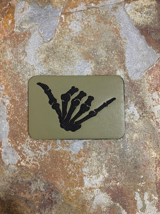 Skeleton Shaka "Hang Loose" Signature - VELPATCH 3" x 2" inch Hook Backed Patch