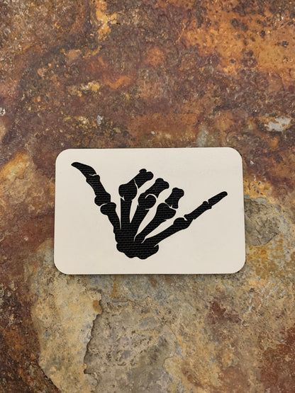 Skeleton Shaka "Hang Loose" Signature - VELPATCH 3" x 2" inch Hook Backed Patch