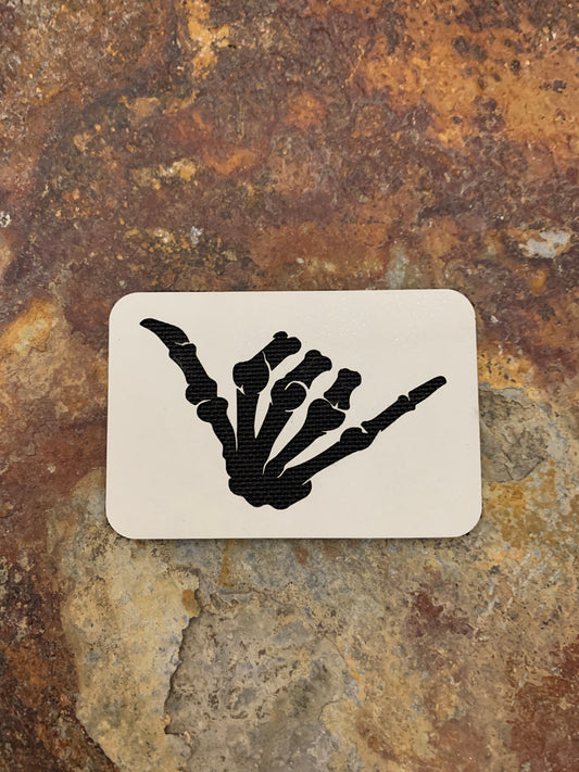Skeleton Shaka "Hang Loose" Signature - VELPATCH 3" x 2" inch Hook Backed Patch