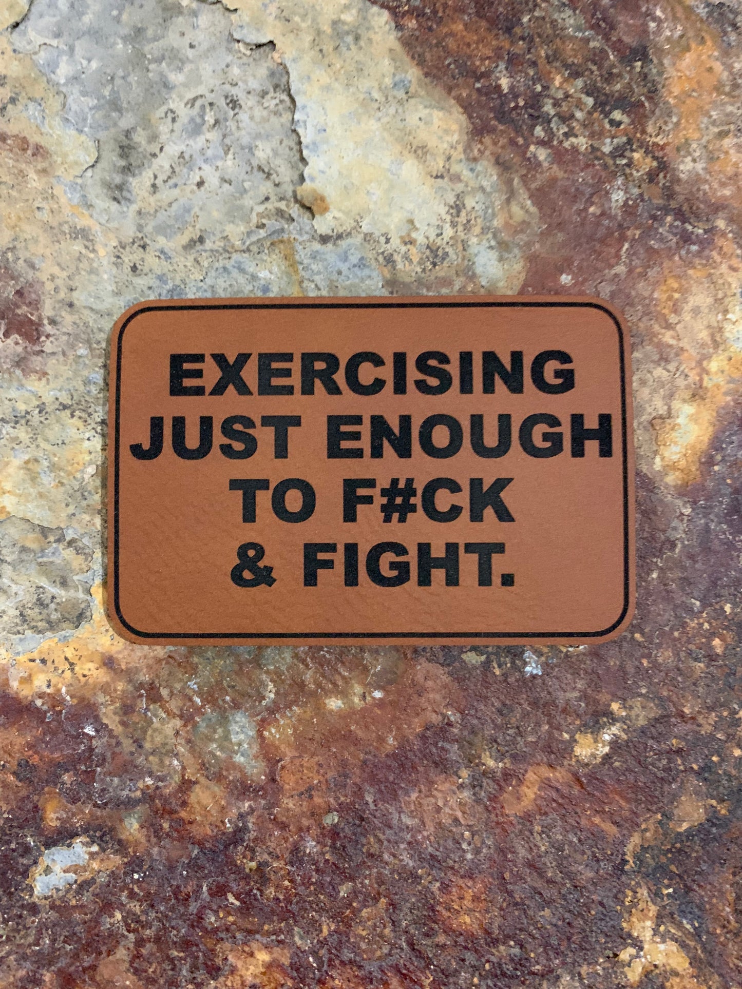 Good Time Concepts Exercising Just Enough To F#ck And Fight - VELPATCH 3" x 2" inch Hook Backed Patch