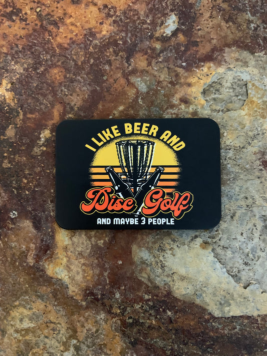 Good Time Concepts I Like Beer And Disc Golf And Maybe 3 People DTF - VELPATCH 3" x 2" inch Hook Backed Patch