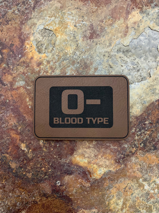 Blood Type O Negative - VELPATCH 3" x 2" inch Hook Backed Patch