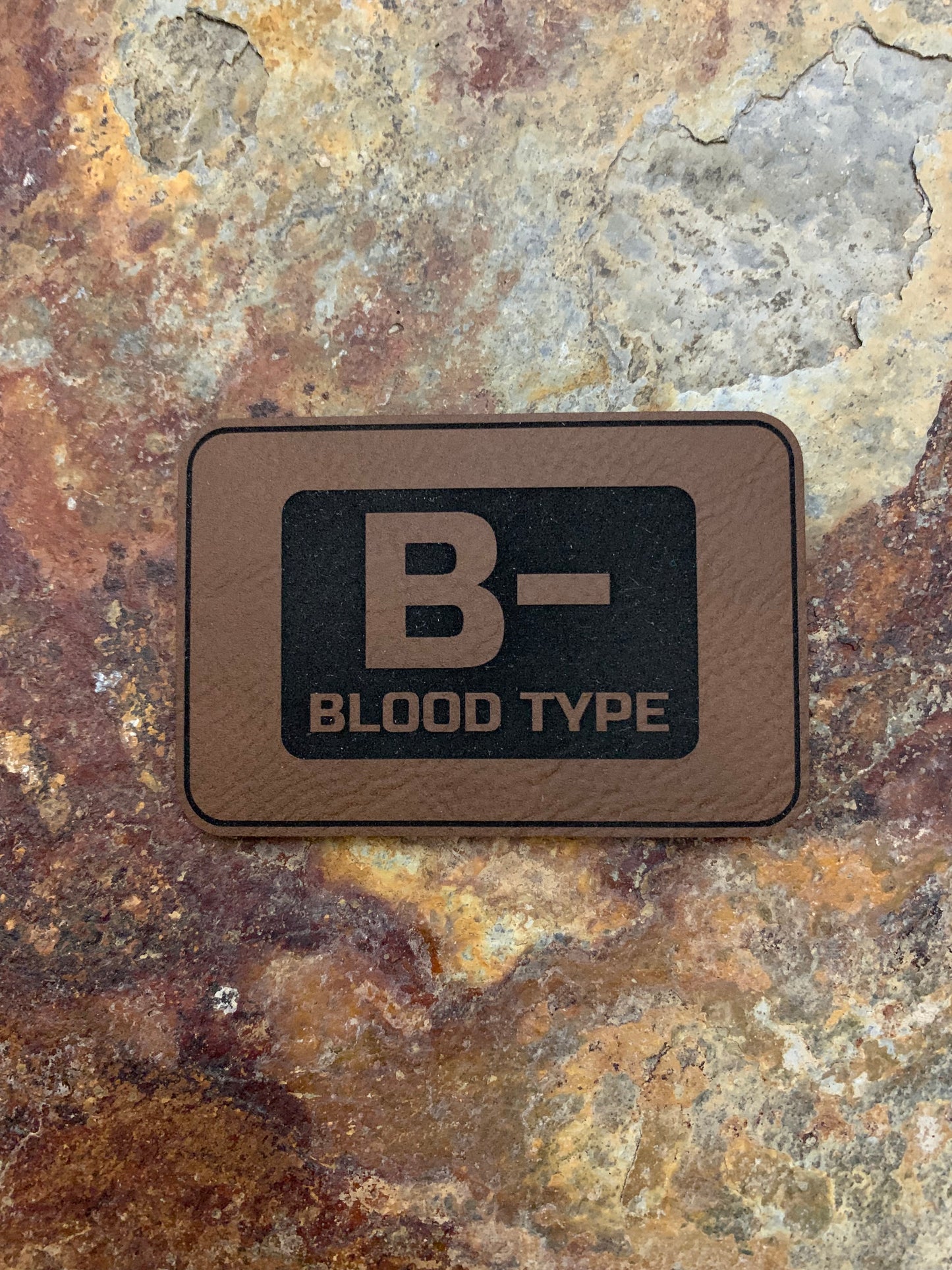 Blood Type B Negative - VELPATCH 3" x 2" inch Hook Backed Patch
