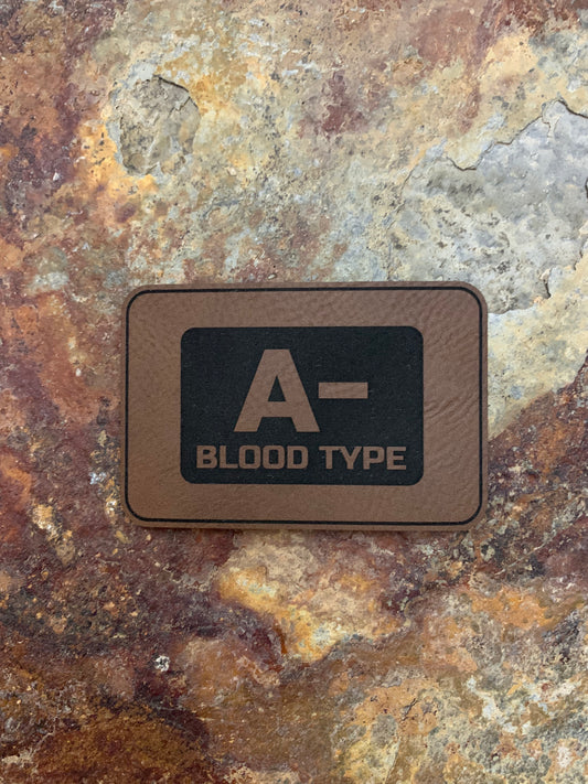 Blood Type A Negative - VELPATCH 3" x 2" inch Hook Backed Patch
