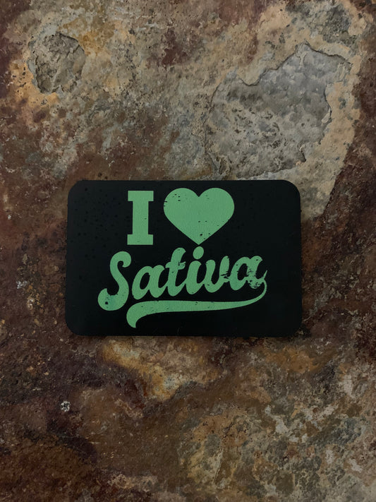 Cannabis Brand I Love Sativa DTF - VELPATCH 3" x 2" inch Hook Backed Patch