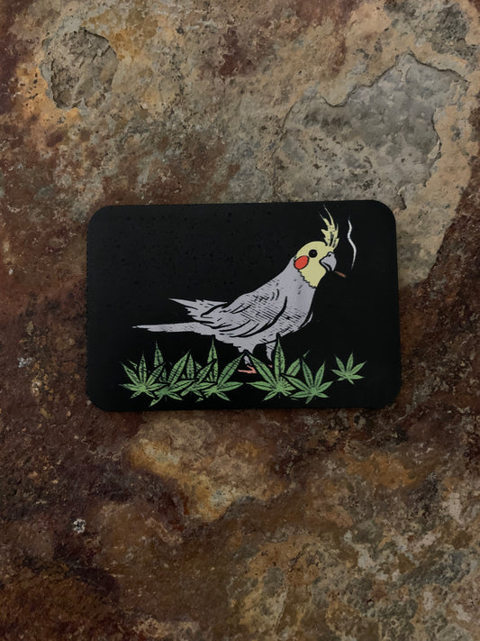 Cannabis Brand Smoking Cockatiel DTF - VELPATCH 3" x 2" inch Hook Backed Patch