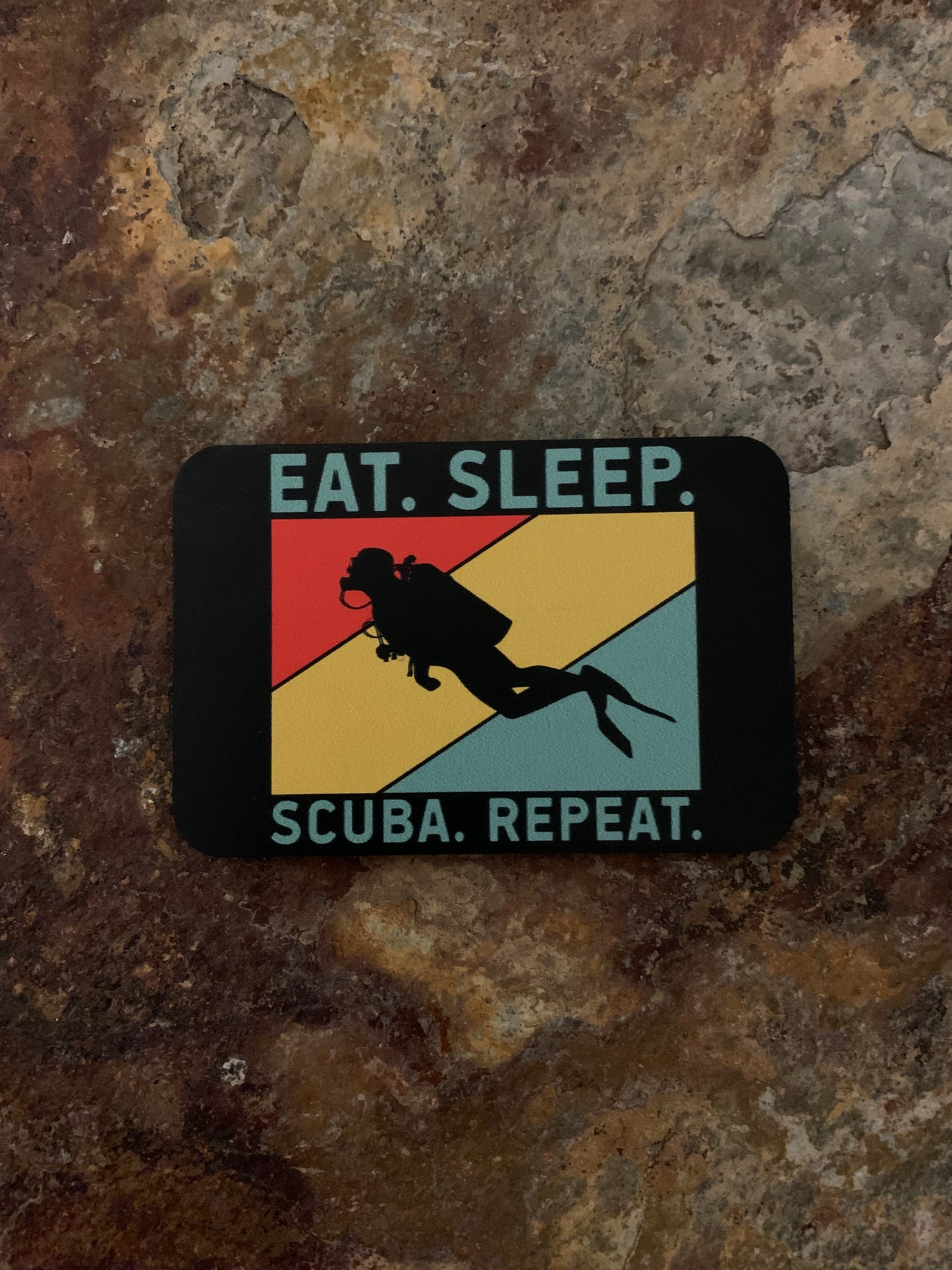 Nature Bound Outdoor Eat Sleep Scuba Repeat Retro Color DTF - VELPATCH 3" x 2" inch Hook Backed Patch