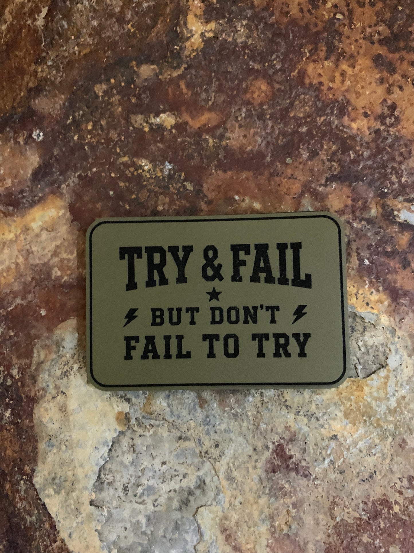Positive Mindset Try And Fail  - VELPATCH 3" x 2" inch Hook Backed Patch