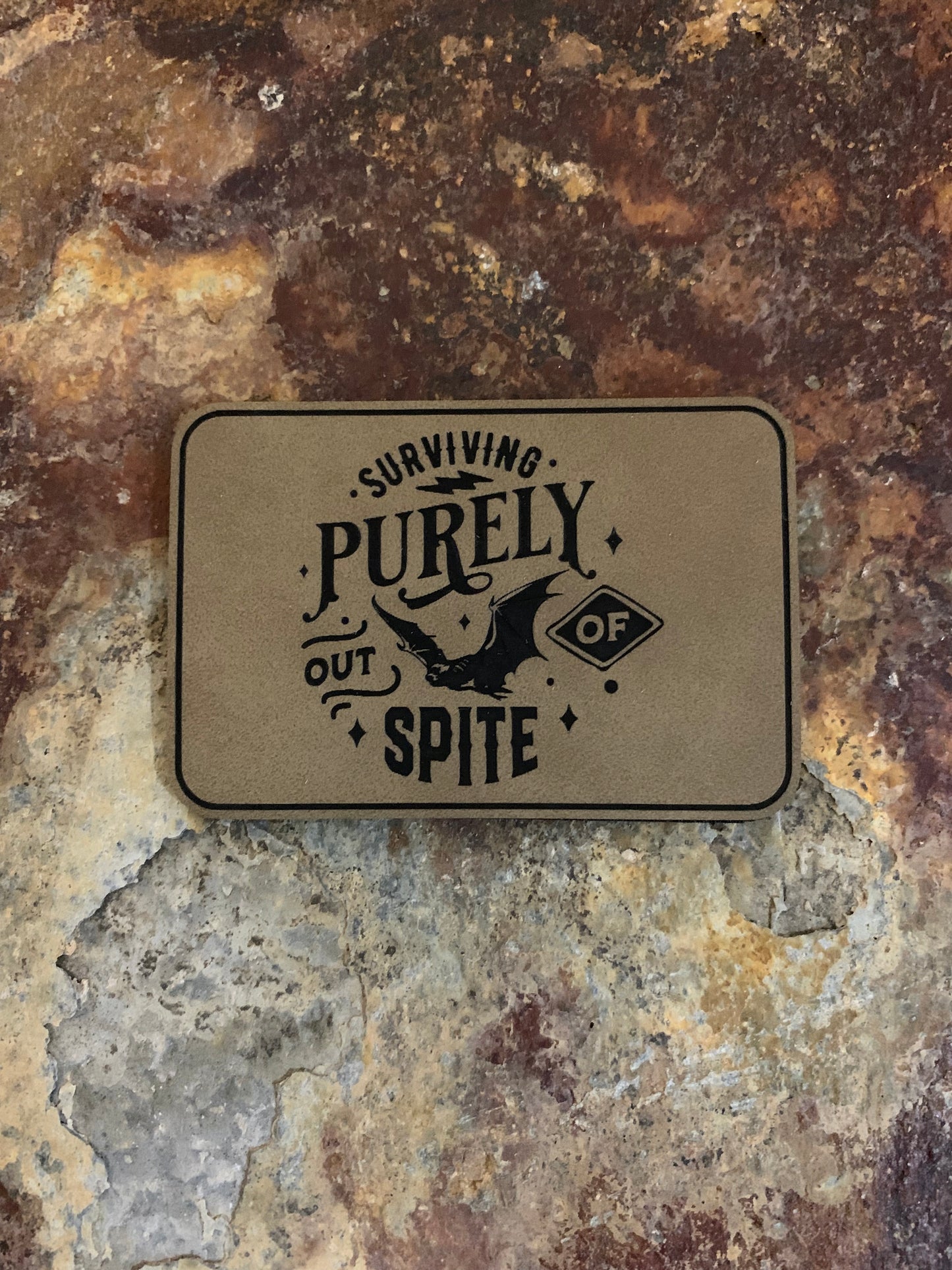 Surviving Purely Out Of Spite - VELPATCH 3" x 2" inch Hook Backed Patch