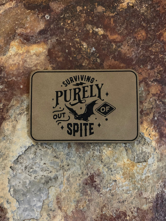 Surviving Purely Out Of Spite - VELPATCH 3" x 2" inch Hook Backed Patch
